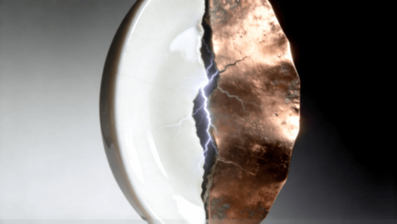 陶瓷與金屬材料特性對(duì)比示意圖，表現(xiàn)兩者在熱膨脹與結(jié)合性上的本質(zhì)差異