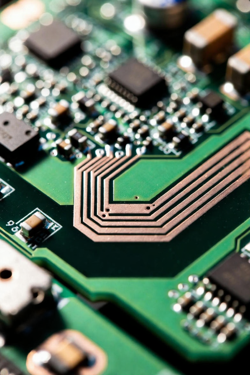 PCB高速信號(hào)線采用45度折線拐角的特寫視圖 PCB高速信號(hào)線采用45度折線拐角的特寫視圖