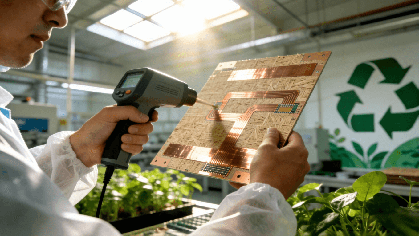 光模塊PCB綠色制造車間現場，突出環(huán)保材料與可持續(xù)工藝