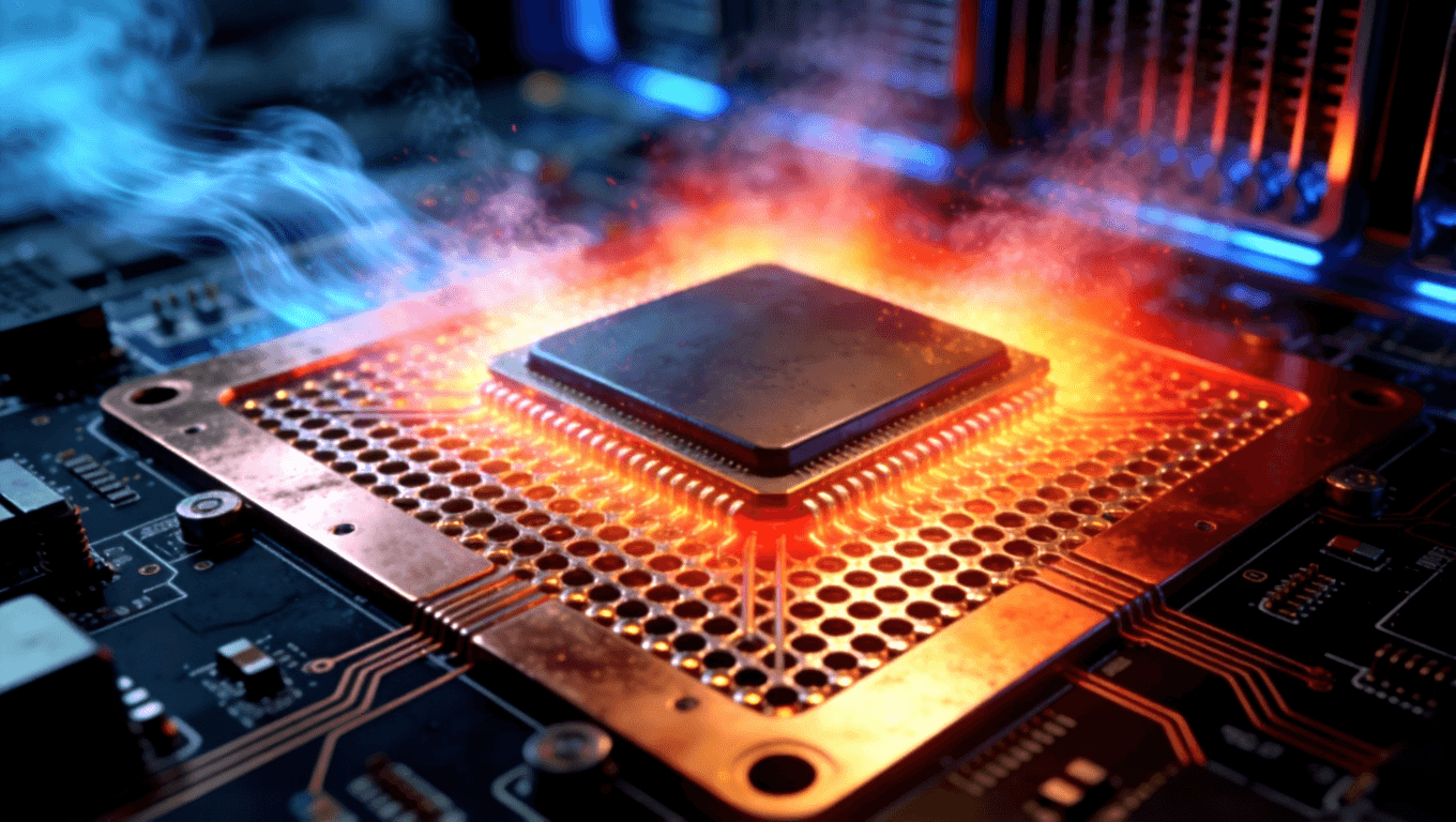 光模塊PCB熱過孔陣列與銅填充散熱結(jié)構(gòu)，展示芯片區(qū)域高效熱管理設(shè)計(jì)