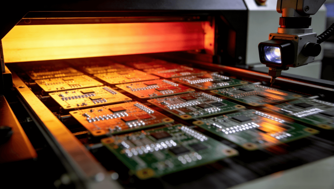 軟硬結(jié)合板階梯式回流焊工藝與AI視覺檢測系統(tǒng)工作場景